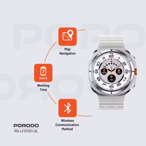 Porodo Voyageer Smart Watch - Silver